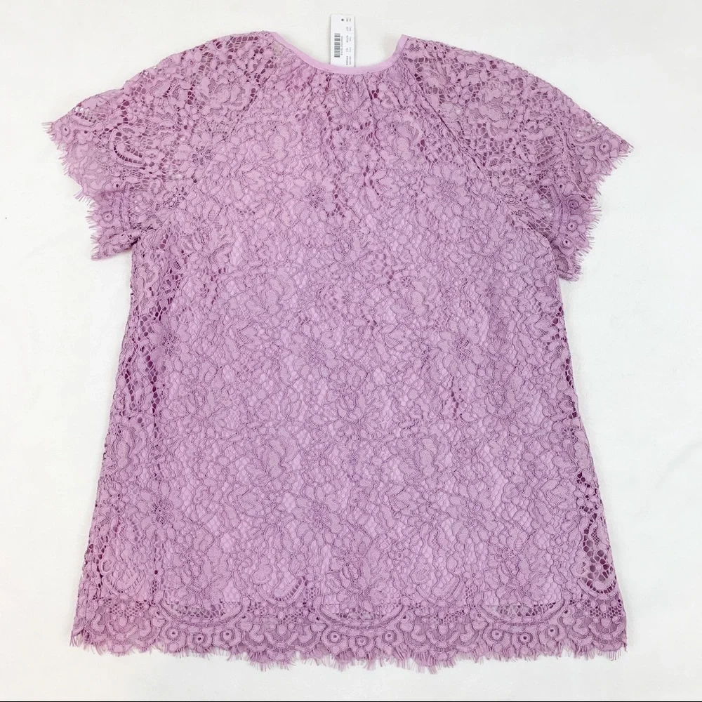 J Crew short sleeve lace blouse top‎ lilac purple